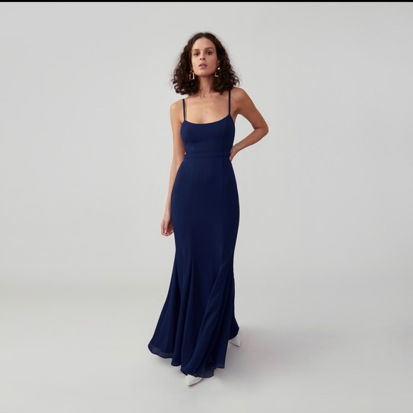 Black Georgette Fame & Partners Gown - Picture 4 of 6